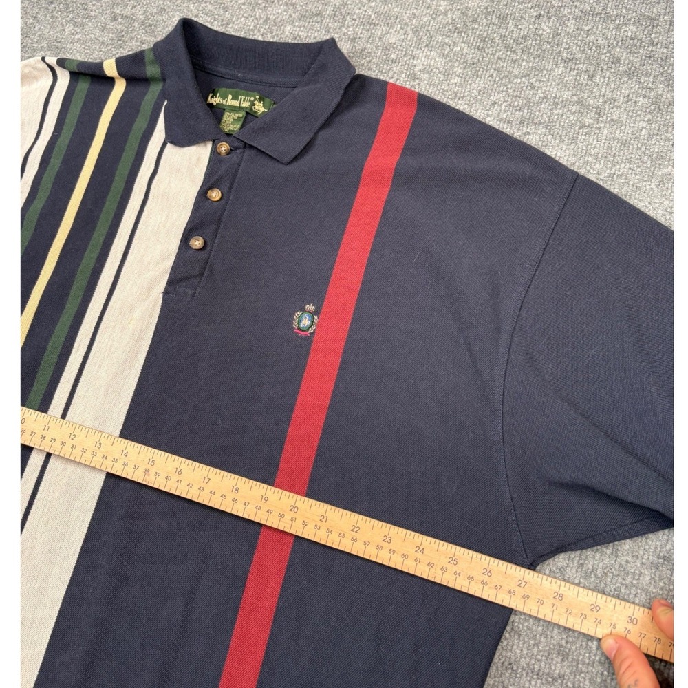 Knights of the Round Table Mens Big 4X Long Sleeve Colorblock Stripe Polo Shirt - Picture 3 of 9